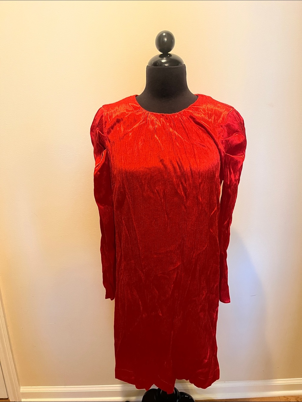 Nine West Red Long-Sleeve Red Shift Dress